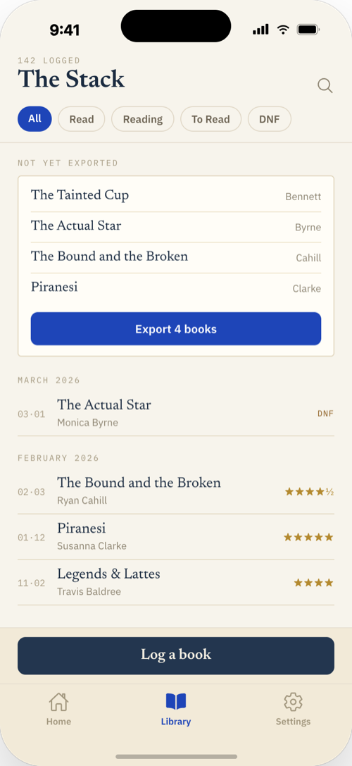 Library screen grouped by month